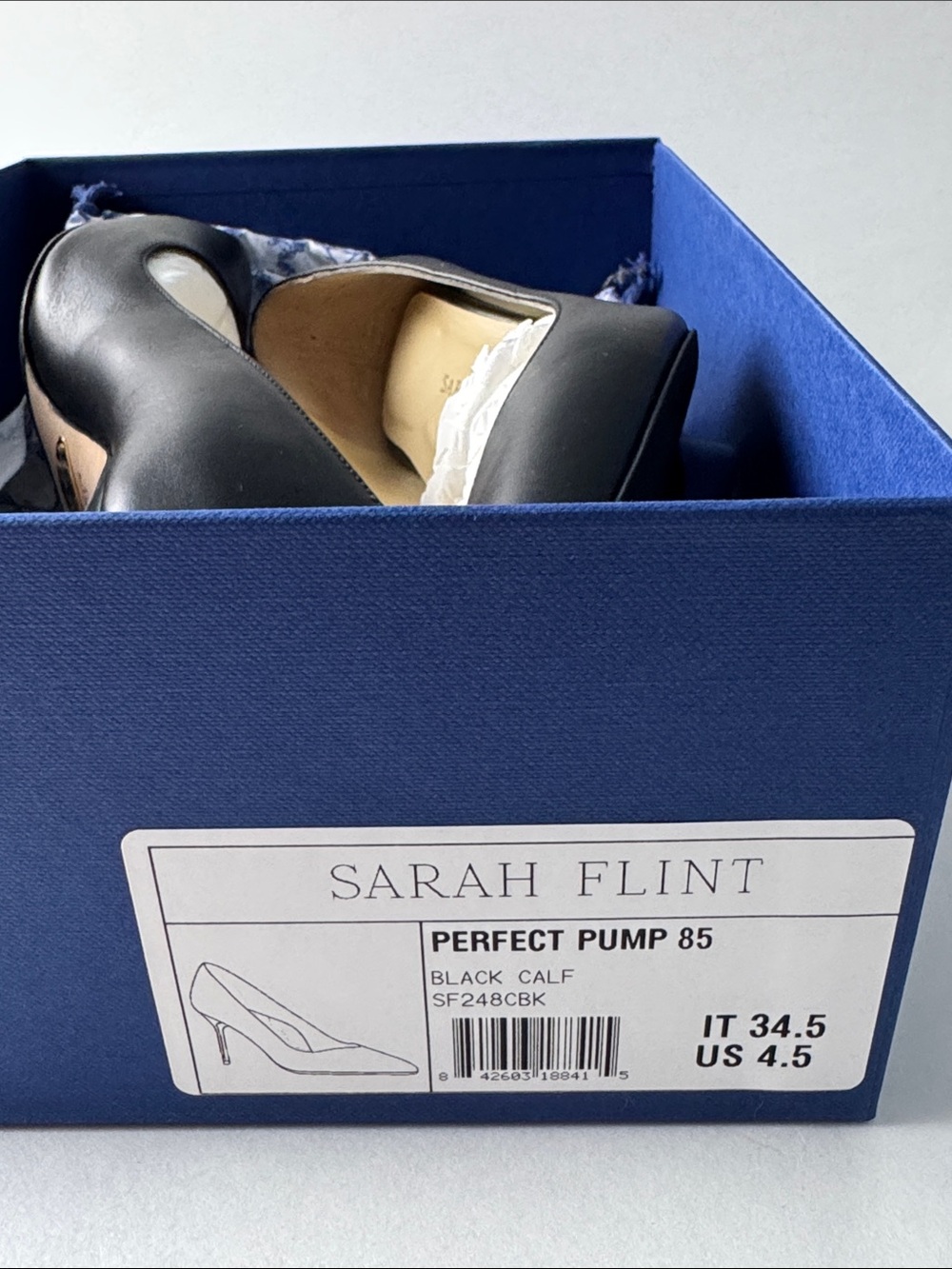 BRAND NEW Sarah Flint Perfect Pump 85 in Black Calf - Classic Pointed-Toe Heel - Picture 2 of 16